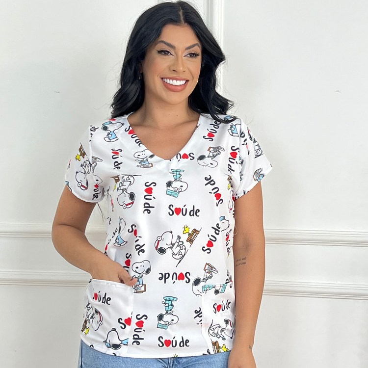 Blusa Scrubs Feminina Estampada Snoopy Saúde: Conforto e Estilo para sua Rotina