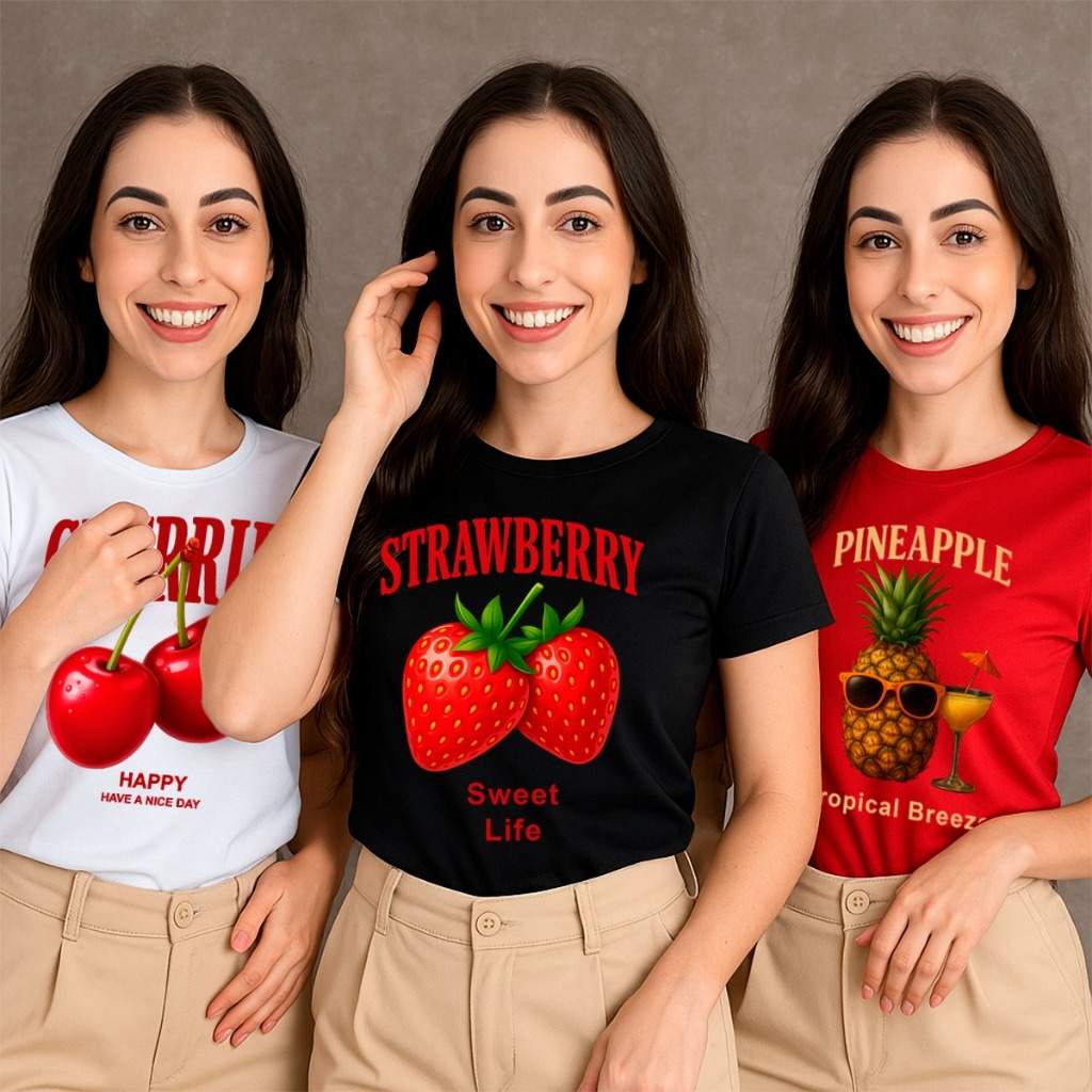 Blusinha Feminina Baby Look com Estampas Fofas