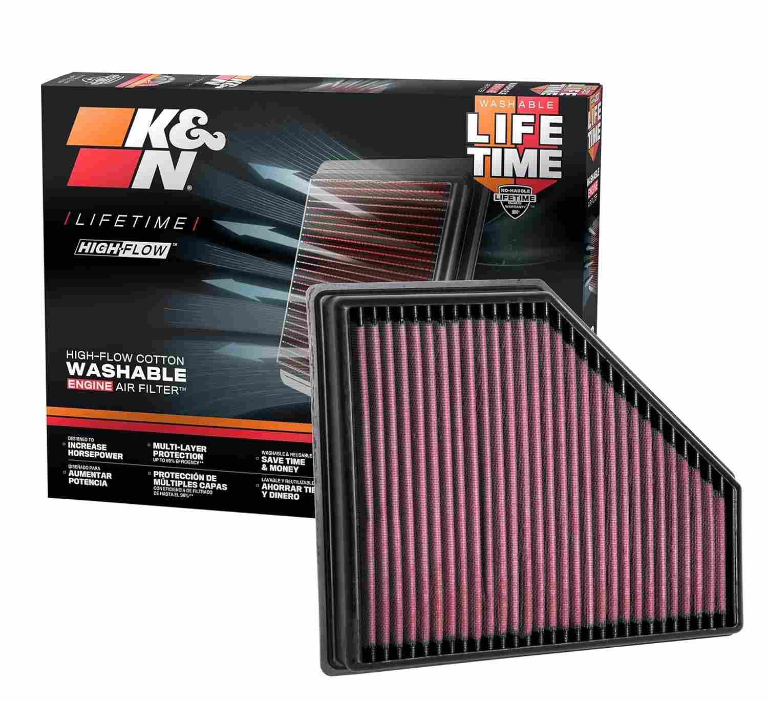 Filtro de Ar K&N de Alto Fluxo Vitalício para BMW 2019-2025: Potência e Desempenho Premium