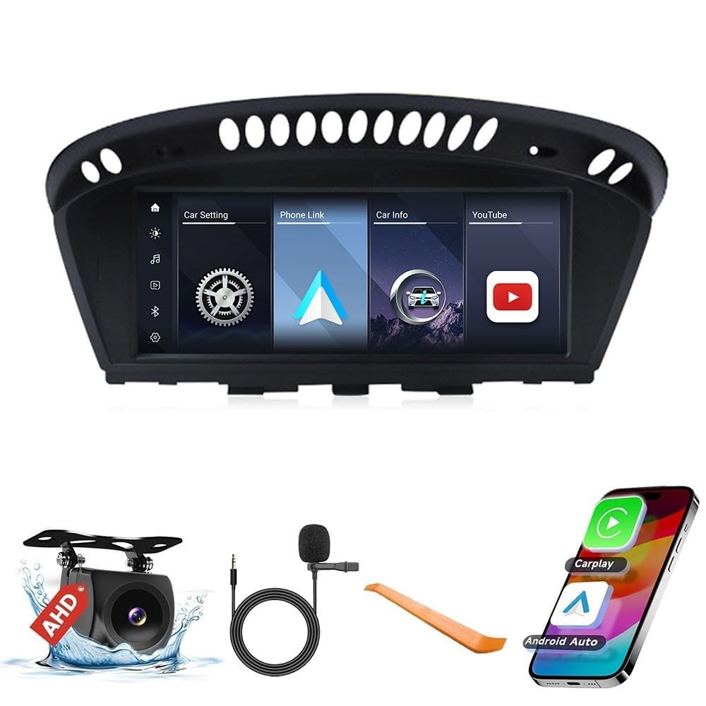 Central Multimídia CarPlay Android para BMW Série 5 E60/3 E92 (2007-2009 CCC) - Tela IPS Touchscreen e Navegação GPS
