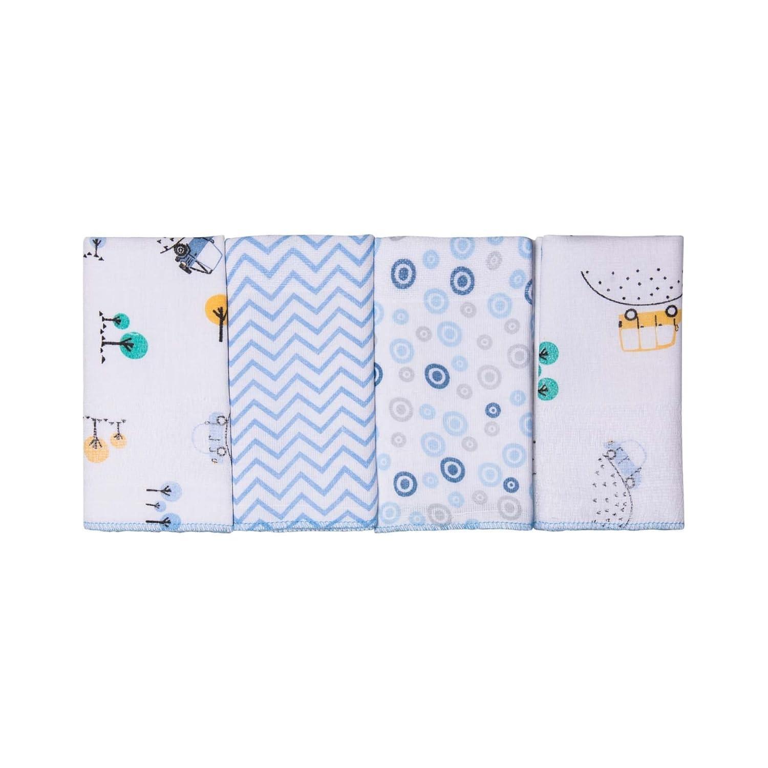 Paninho de Boca Estampado Karinho 32x32cm | 4 Unidades 100% Algodão Macio para Bebê