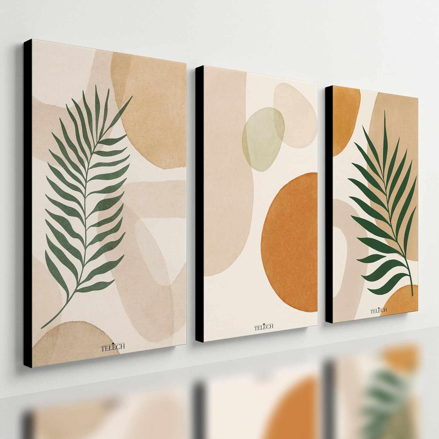 Kit 3 Quadros Decorativos Arte Moderna - Estilo Boho Abstrato para Sala de Luxo