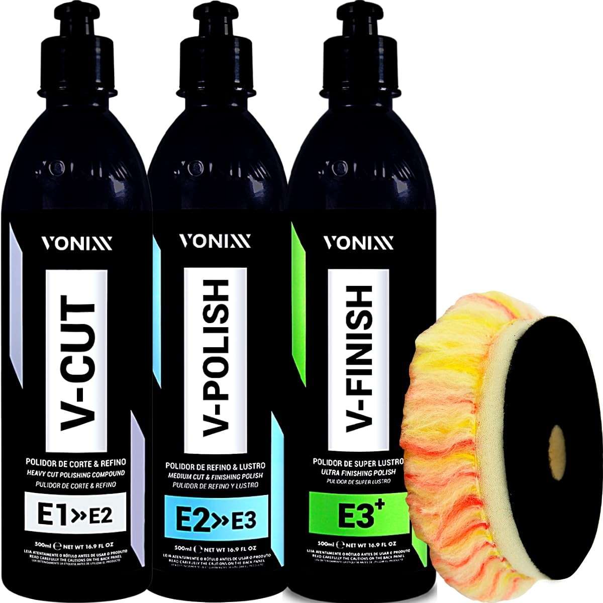 Kit Polimento Automotivo Vonixx Premium + Boina Lã 3,5" - Restaure o Brilho do Seu Carro