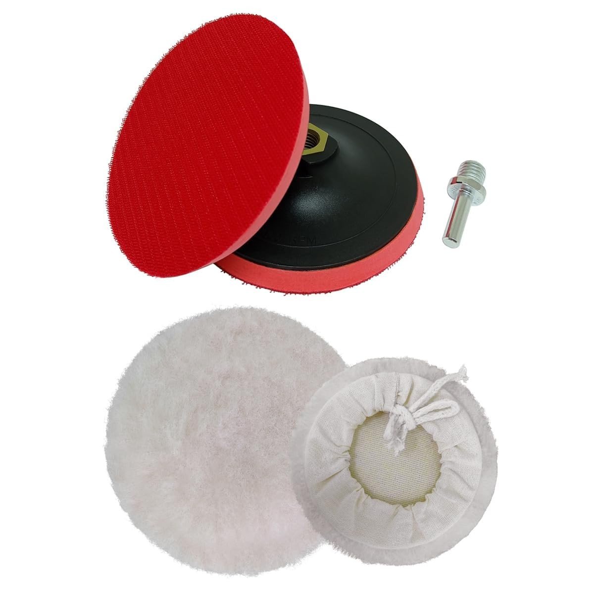 Kit para Polimento com Boina Lã de Carneiro + Disco 125mm + Adaptador Furadeira