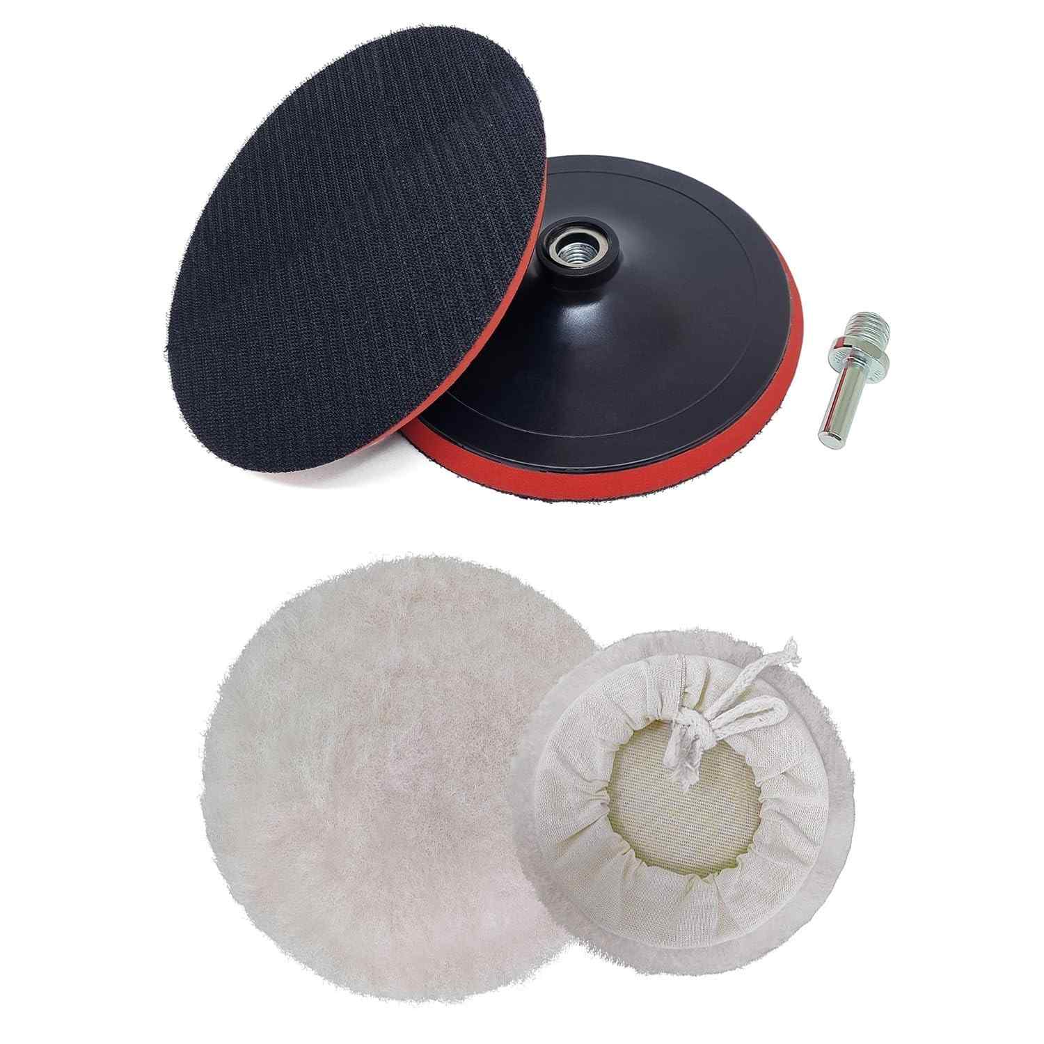 Kit Completo para Polimento Automotivo com Boina de Lã 8" + Suporte 180mm + Adaptador Furadeira