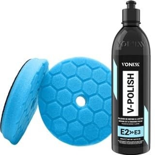 Kit Polidor de Refino e Lustro V-Polish 500ml + Boina de Espuma Colmeia 5" Leadmax - Vonixx