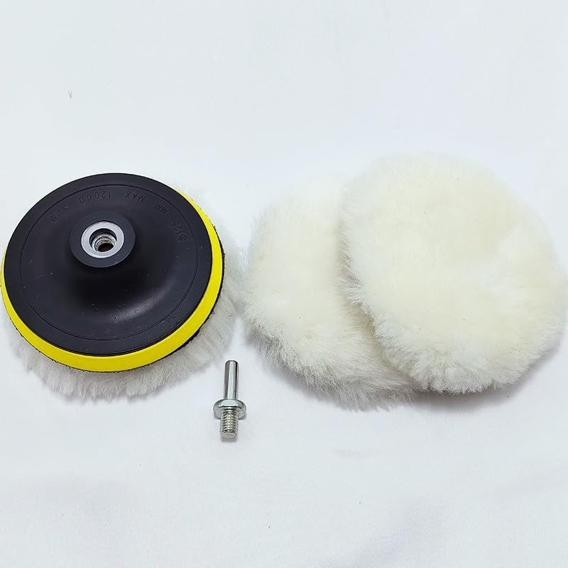 Kit 5 Boinas de Lã 5" com Suporte para Polimento Automotivo - Ideal para Profissionais e Amadores