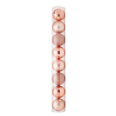 Bolas em Tubo Rose Gold 6cm – Elegância para sua Árvore de Natal