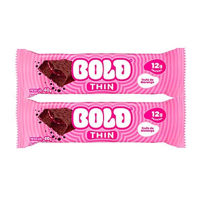 Bold Thin Trufa de Morango: 2 Barras, 12g de Proteína!