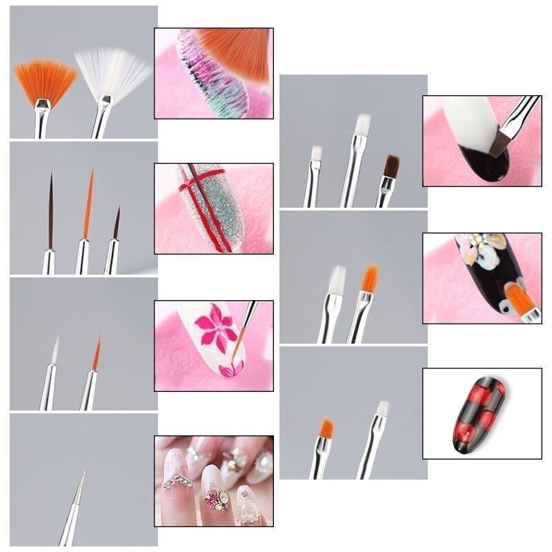 Kit Pincéis Unha: 20 Pincéis + Boleadores 💅