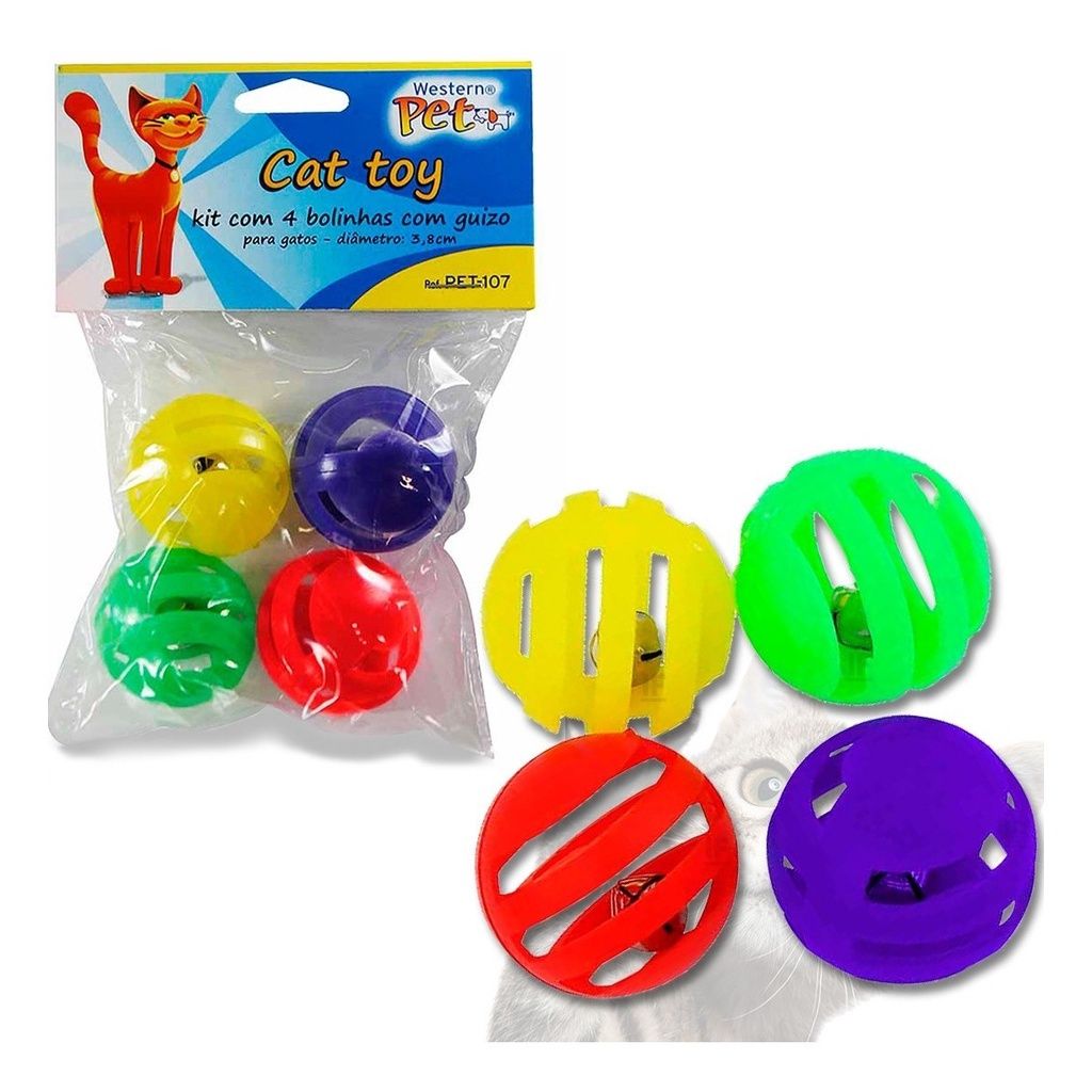 Bolhas Divertidas: 4 Bolinhas com Guizo para Gatos