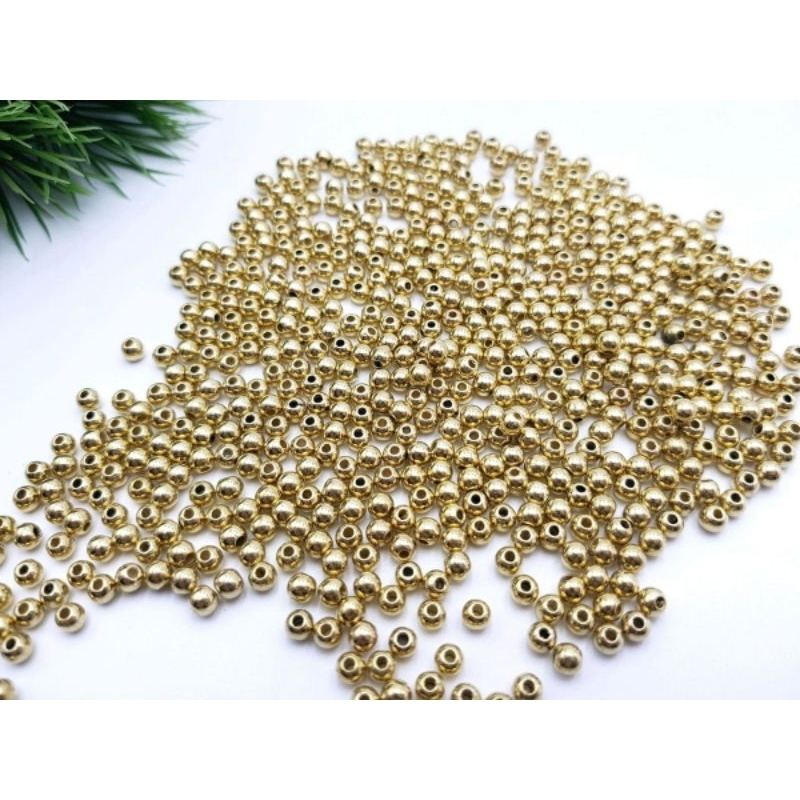 Bolinha Dourada 4mm Metalizada para Artesanato DIY – Ideal para Pulseiras e Colares