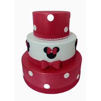 Bolo Fake Minnie Vermelha 3 Andares: Encanto!