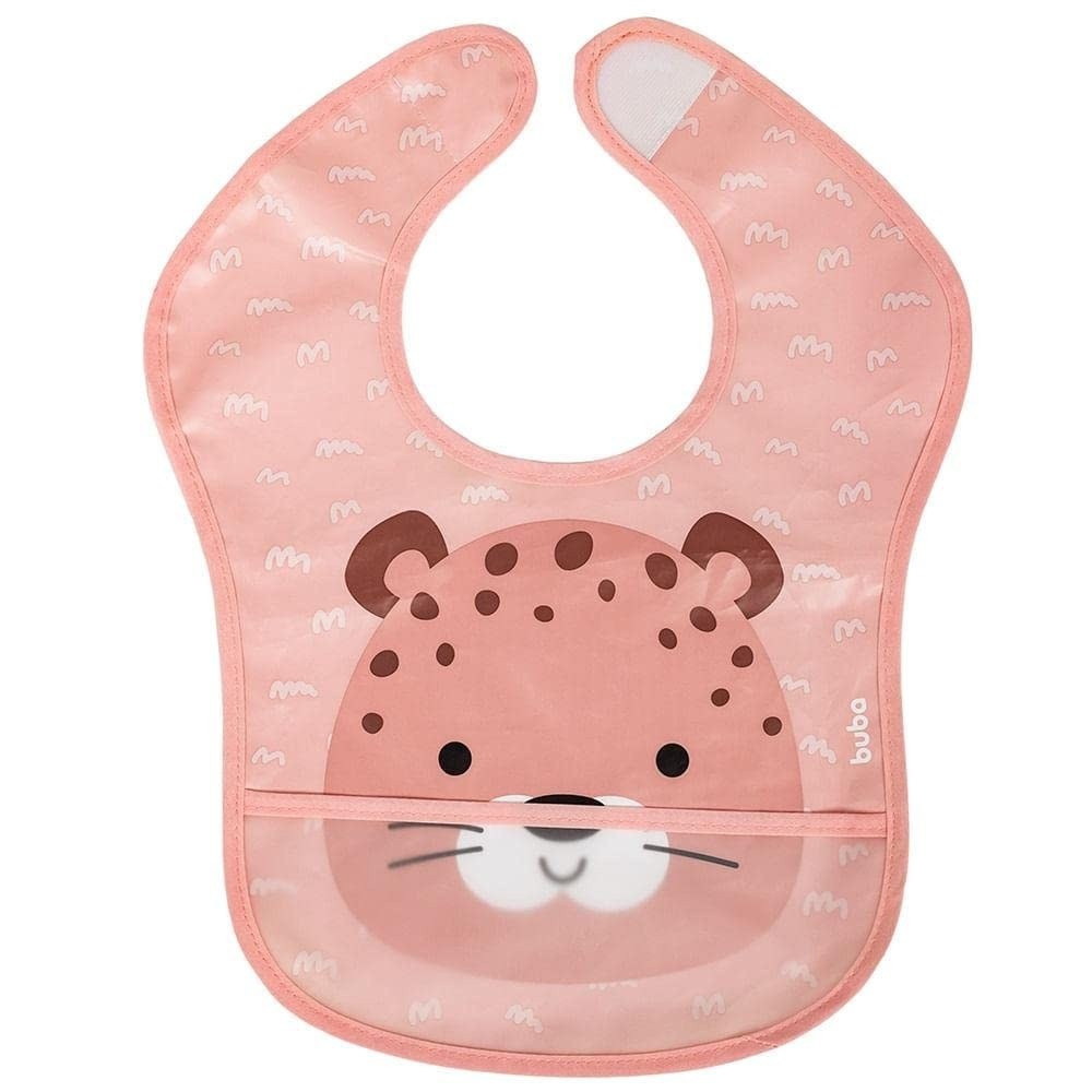 Baba Antissaliva Infantil com Estampa Oncinha – Babador Impermeável com Bolso Pega-Migalhas