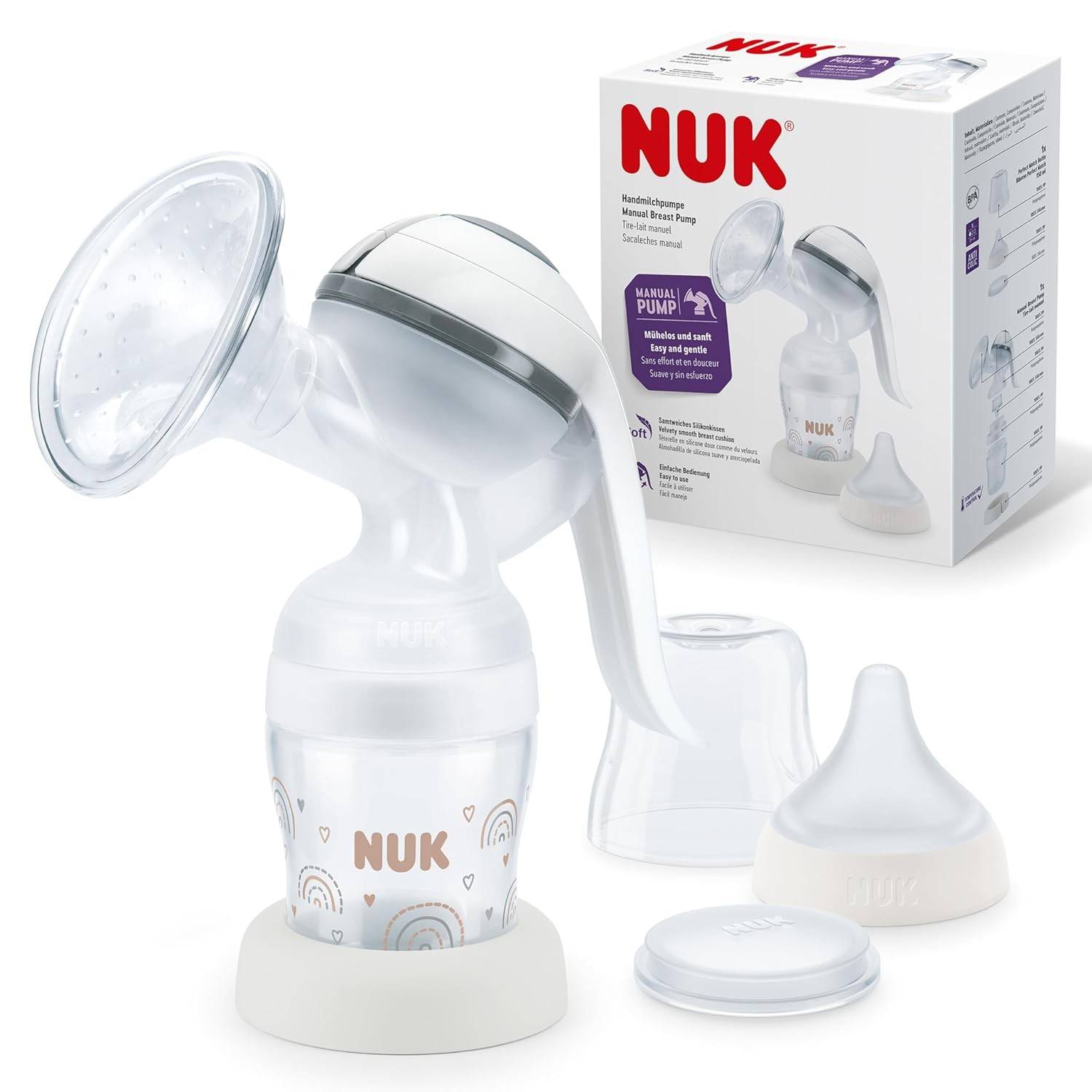 NUK Bomba de Leite Manual com Almofada de Silicone Macia | Sistema Ergonômico e Mamadeira Perfect Match 150ml
