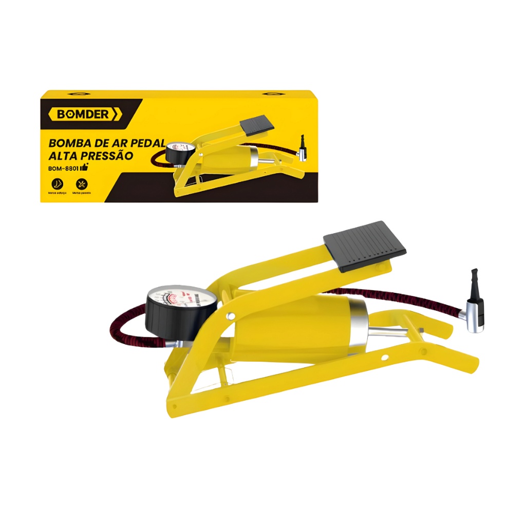 Bomba Pedal Alta Pressão: Pneu Cheio Rápido!