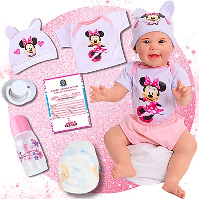 Boneca Reborn Minnie: Realista, Silicone e Banho!