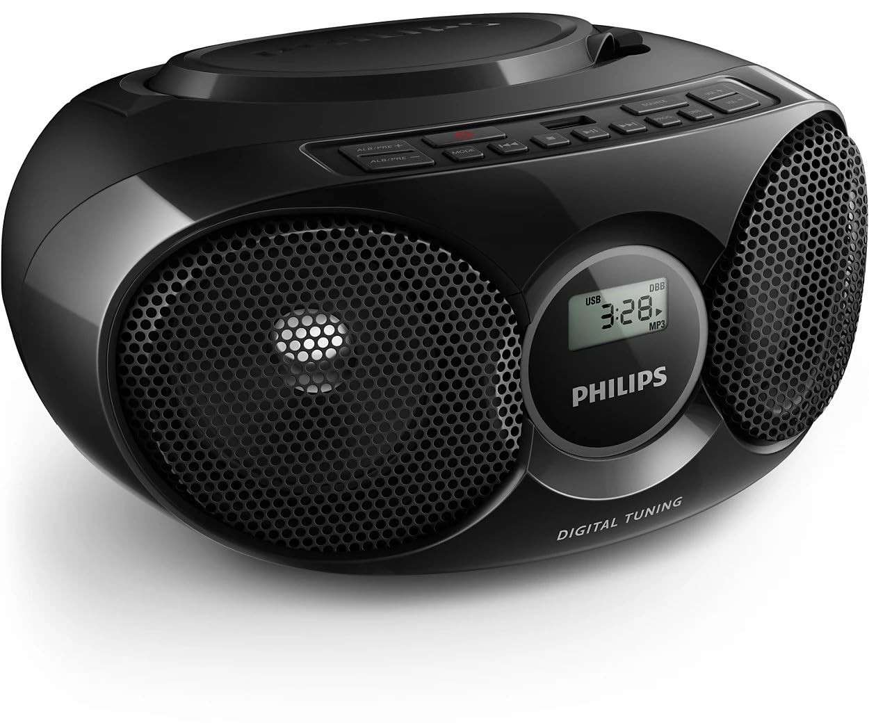 Philips Boombox Portátil: Som Estéreo, CD Player, Rádio FM e USB para Música em Qualquer Lugar