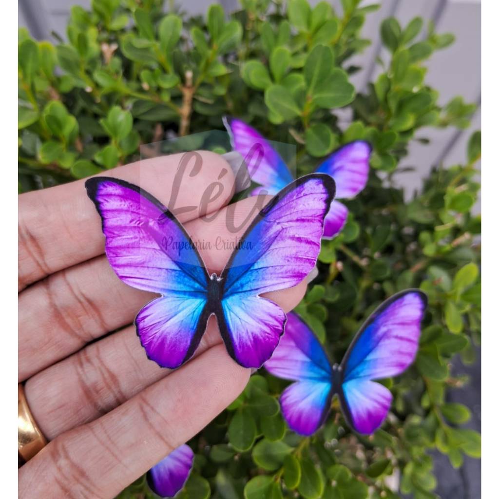 Borboletas Lilás/Roxo 5cm: 30 Unidades para Bolo!