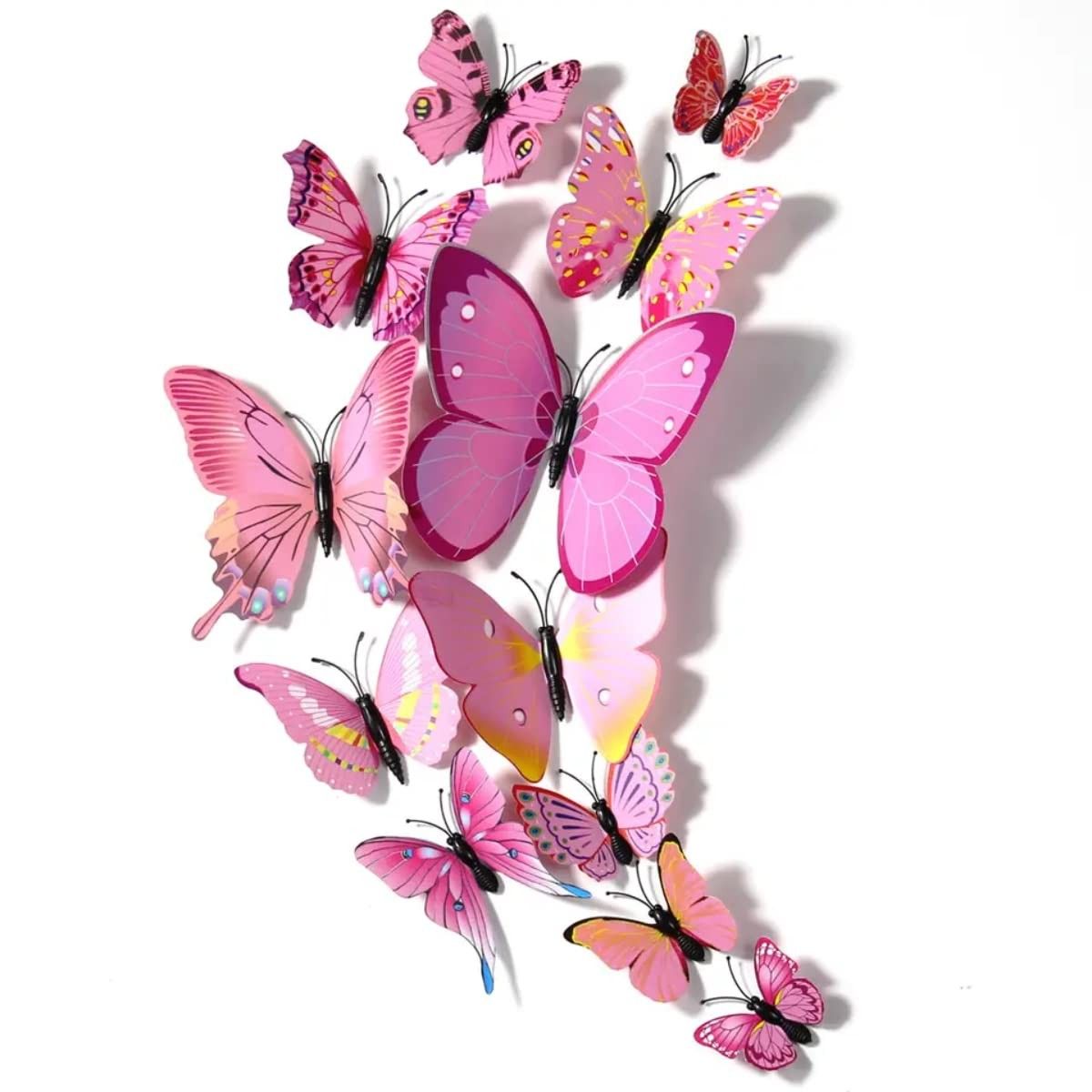 Borboletas 3D Adesivas com Ímãs Rosa - Decore com Charme e Estilo