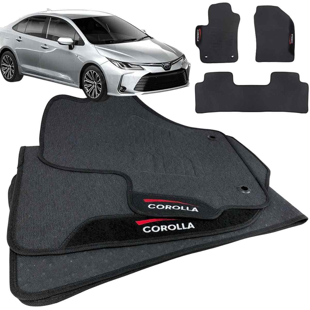 Jogo de Tapete Borracha Corolla 2020-2025 Personalizado | Impermeável e Logo Bordado