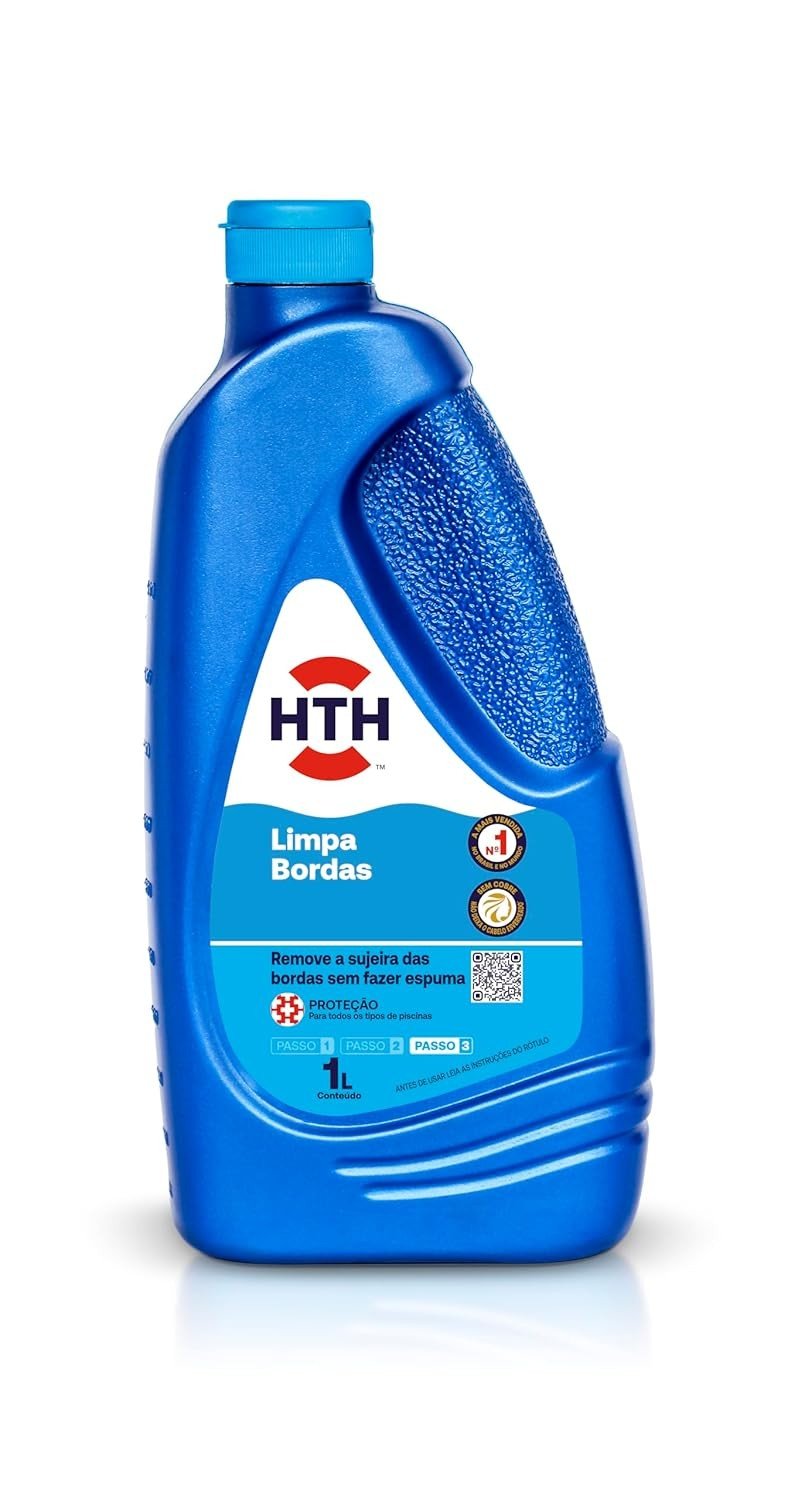 hth® Limpa Bordas 1L - Fórmula Biodegradável para Piscinas de Fibra, Vinil e Azulejo