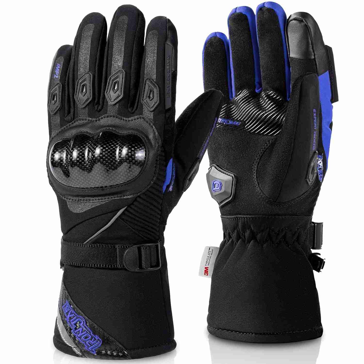 Luva de Moto Inverno BORLENI: Impermeável, Térmica, Fibra de Carbono e Touchscreen