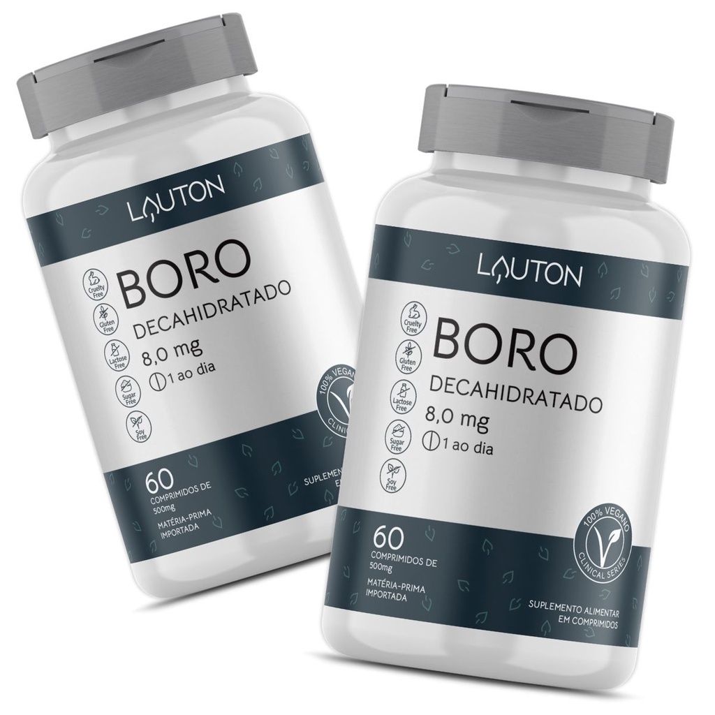 Boro Vegano 8,0mg Lauton: Kit 2 Potes para Ossos Fortes