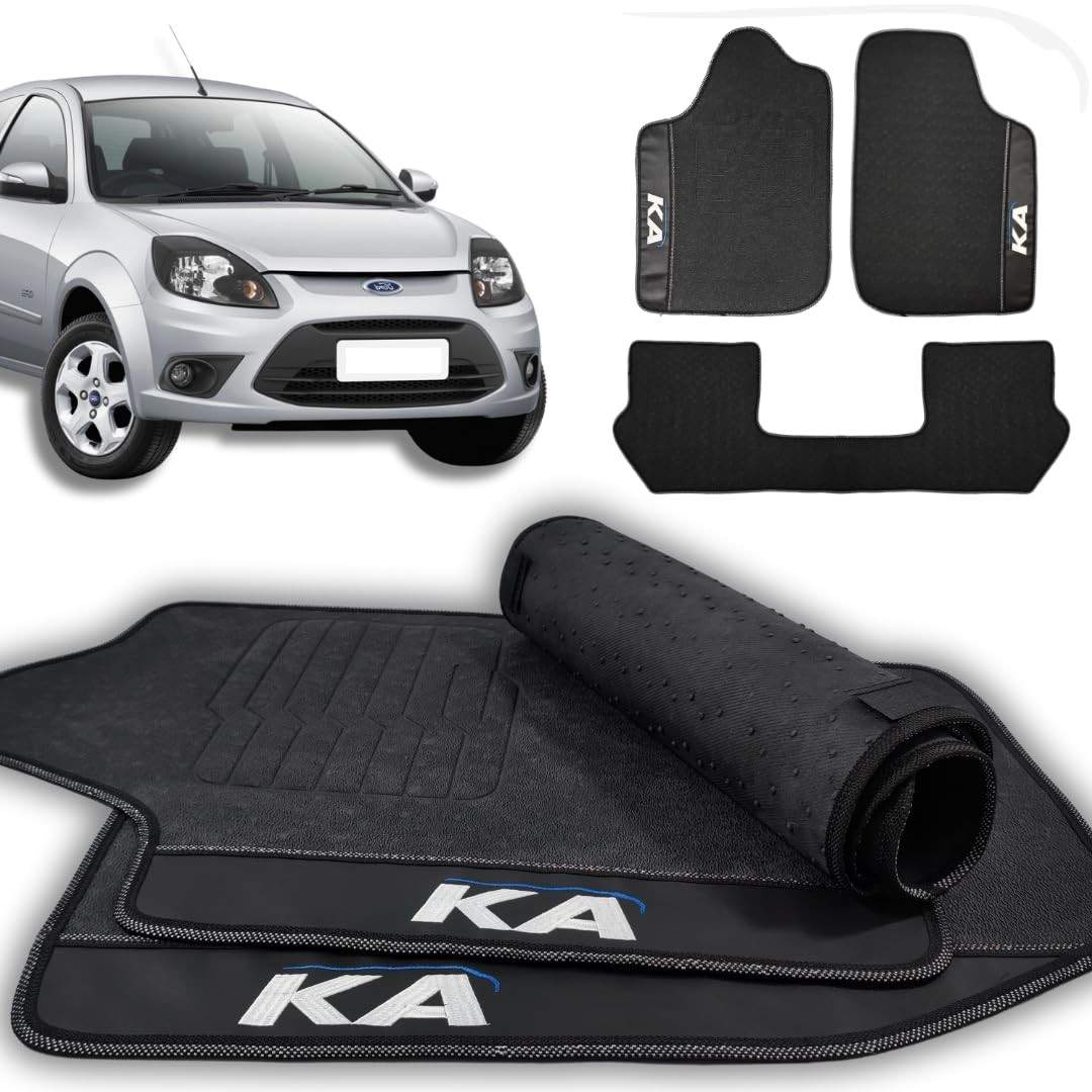 Tapete Borracha Premium Impermeável 3 Peças Ford Ka 1996-2013 | Proteção e Estilo