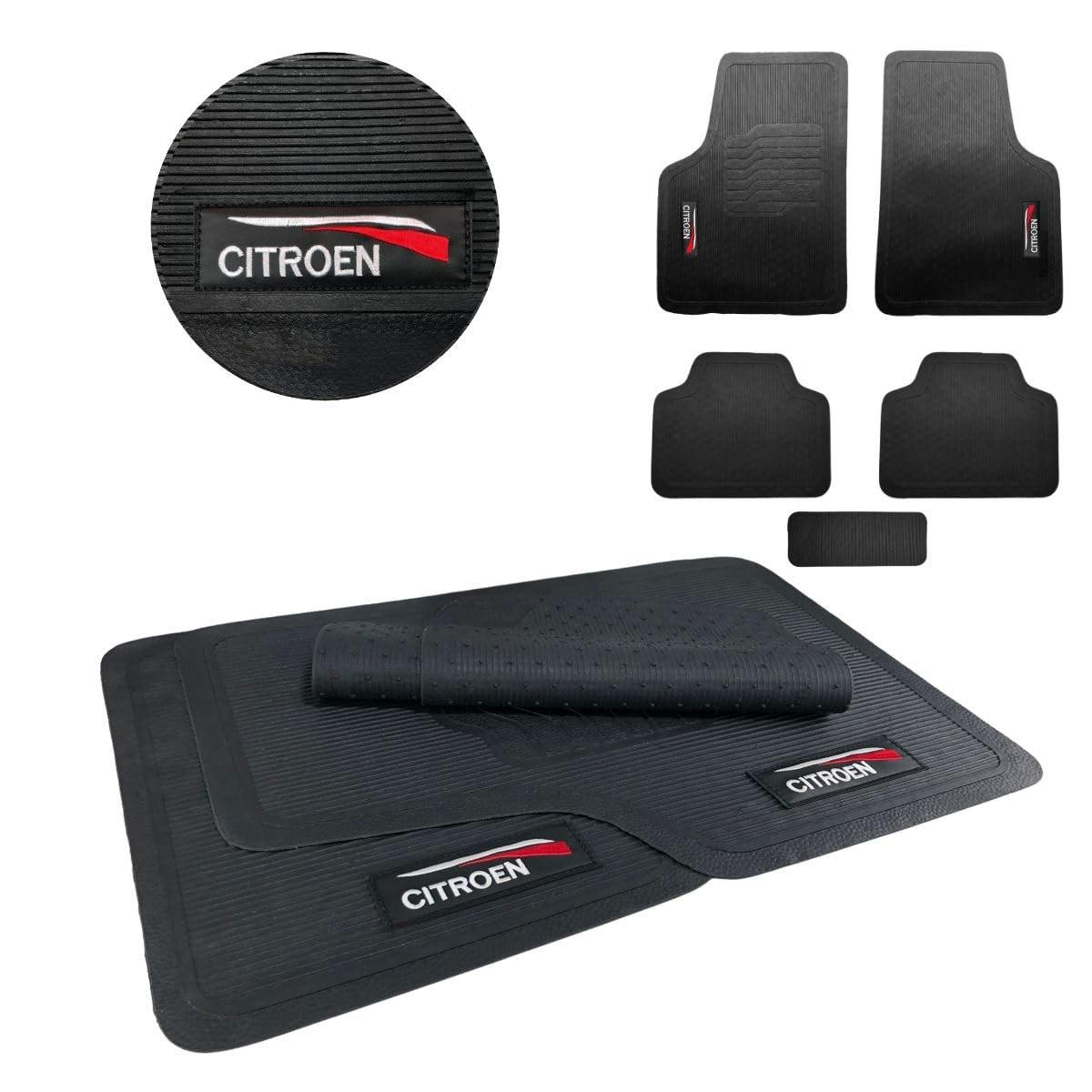 Jogo de Tapetes Borracha Personalizado Citroen 5 Peças - Aircross, C3, C4, Cactus, Picasso, Xsara - Logo Bordado, Lavável e Durável