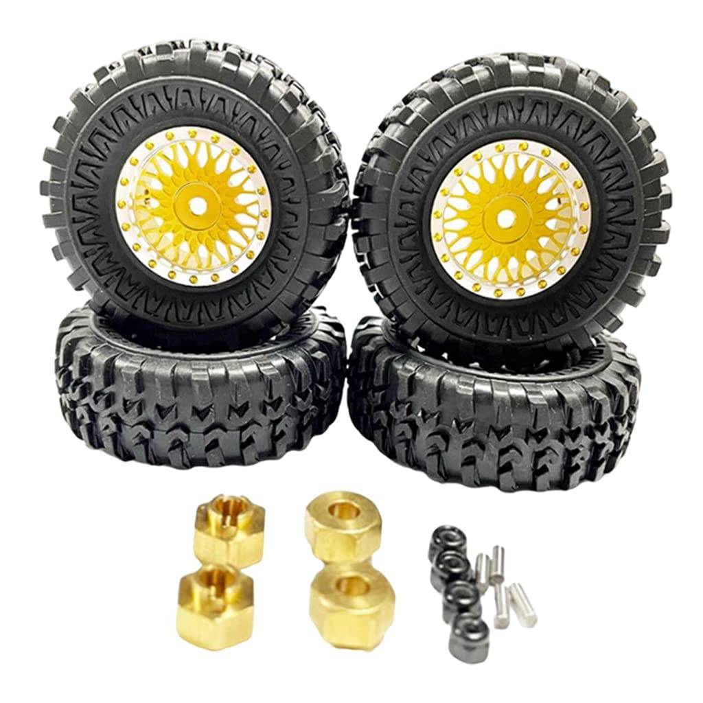 4x Pneus de Borracha Amarelos para SCX24 90081 - Tração e Estilo Off-Road