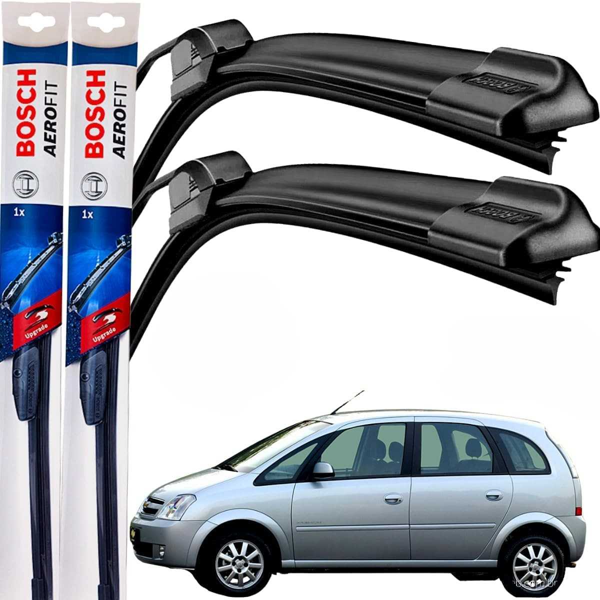 Palheta Limpador Parabrisa Bosch Aerofit Original GM Meriva 2002-2012 - Par Dianteiro