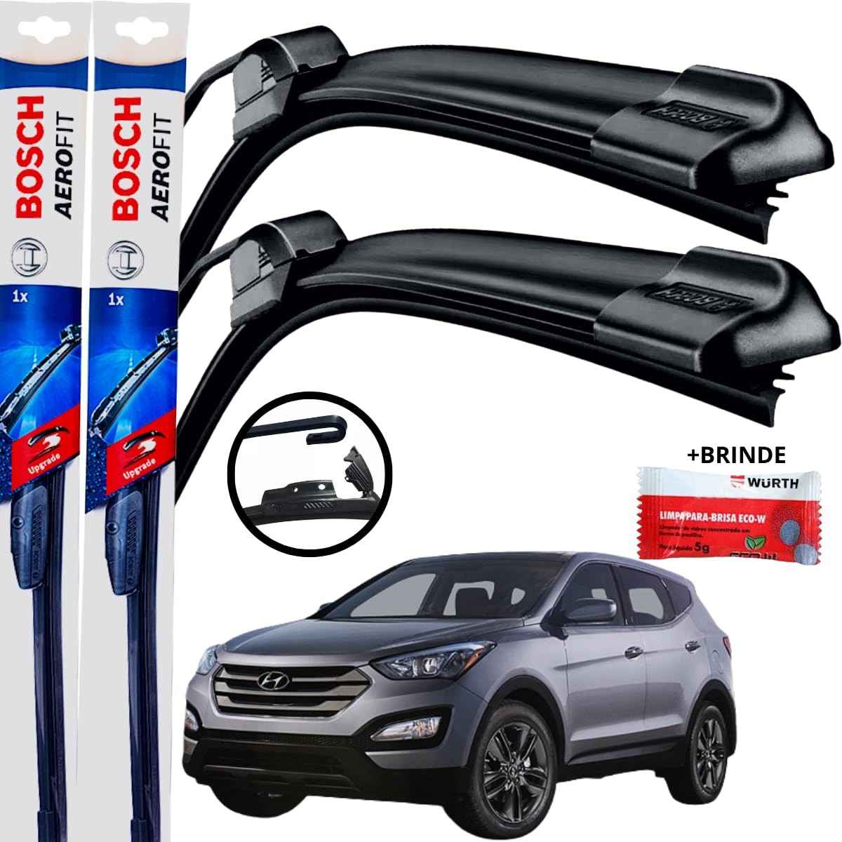Par Palhetas Limpador Parabrisa Silicone Bosch Aerofit Hyundai Santa Fé 2008-2013