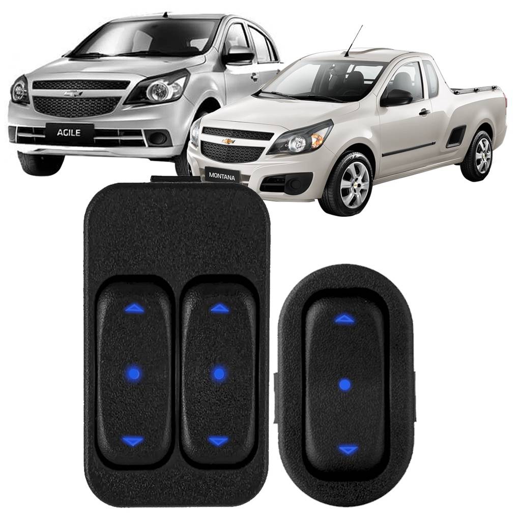 Botão Vidro Elétrico Agile/Montana: LED Azul