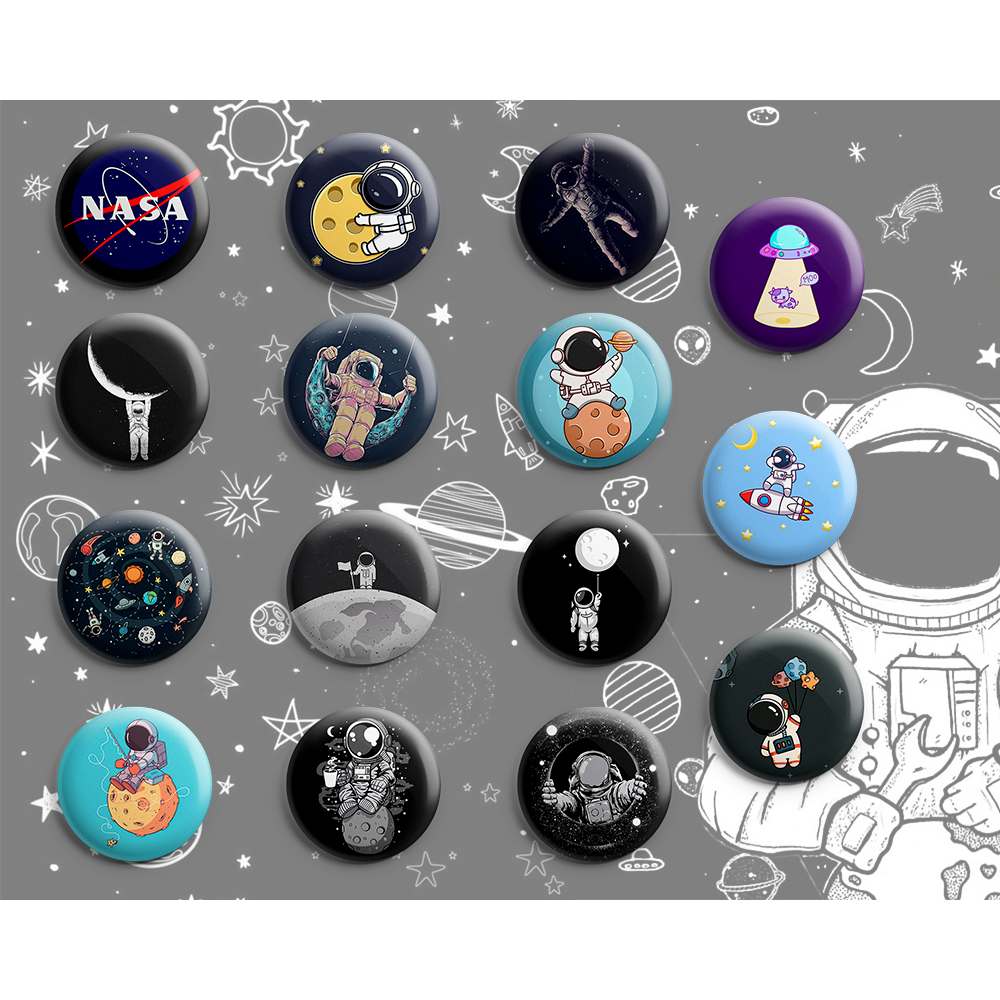 Botões Tema Espaço e Astronauta: 3,5cm e 4,5cm