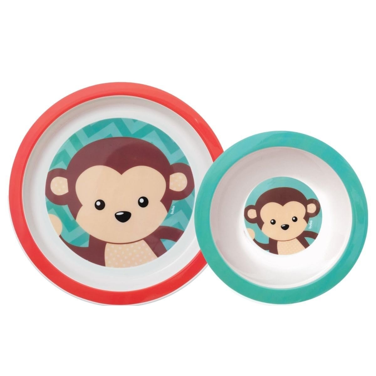 Kit Refeição Infantil Buba Animal Fun - Prato Raso + Bowl Macaco
