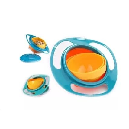 Kit 2 Pratos Giratórios 360° Infantil - Gyro Bowl com Tampa e Alça, Seguro e Divertido