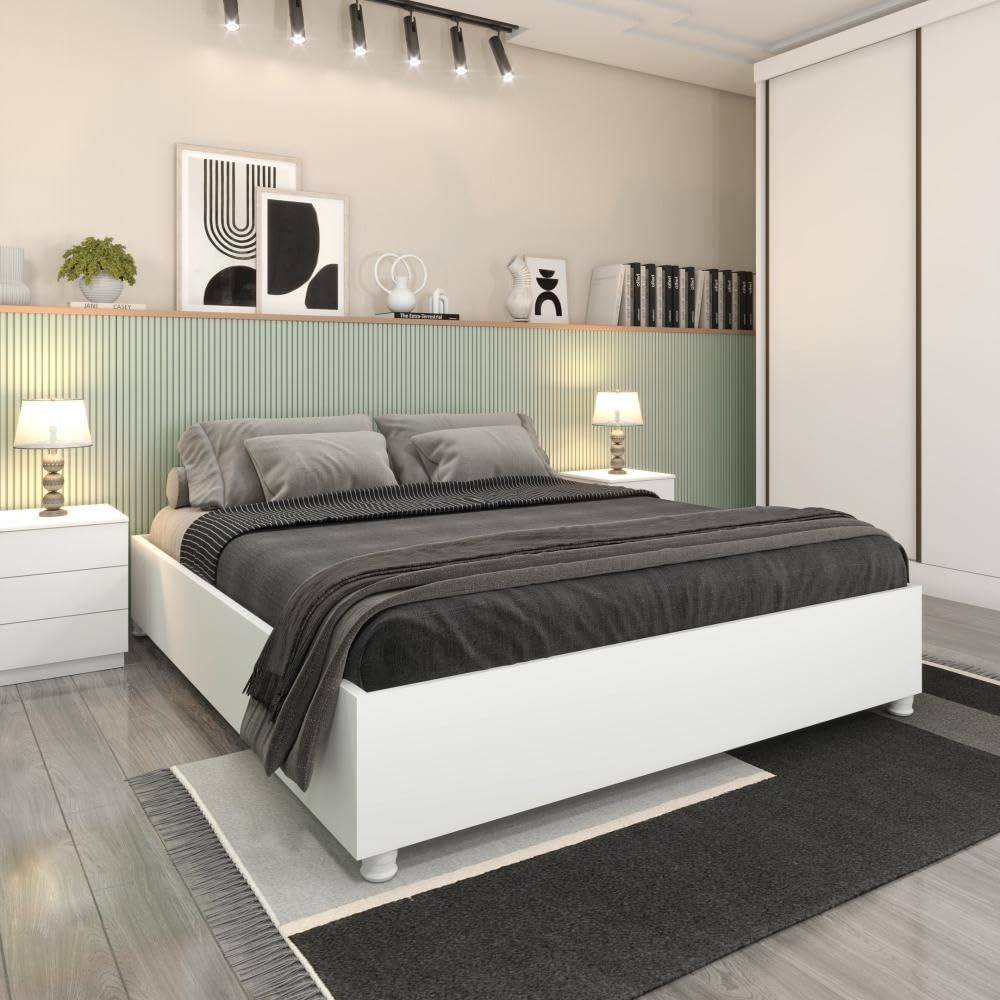 Cama Box Casal Monaco Tcil Móveis Branco - Design Moderno e Conforto Duradouro