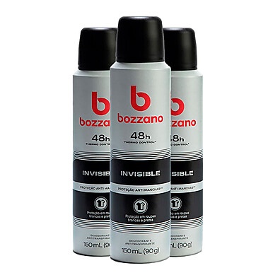 Bozzano Invisible: Kit 3 Desodorantes Antitranspirantes
