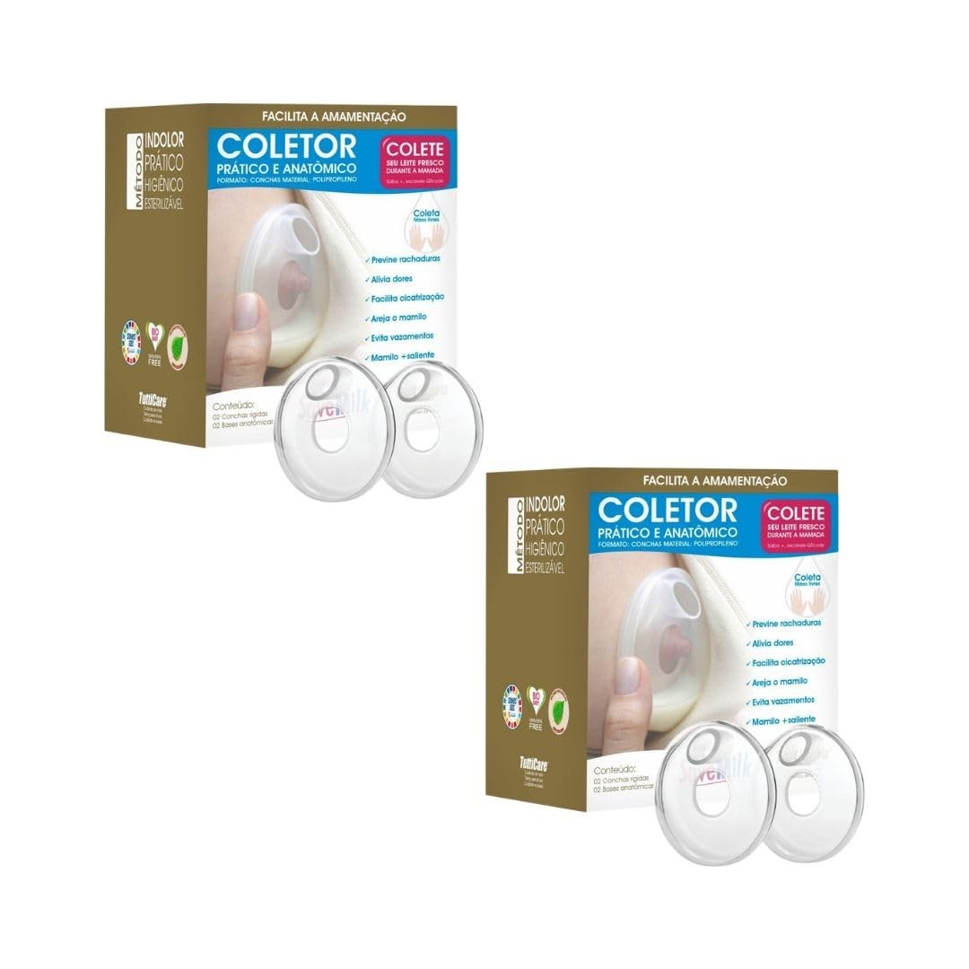 Kit 2 Coletor Concha de Leite Materno Mãos Livres - Formato Anatómico Seguro BPA Free