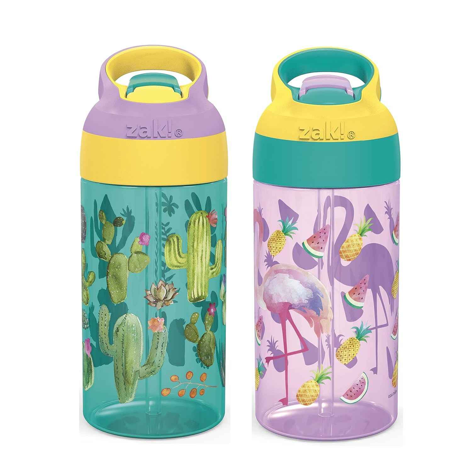 Kit com 2 Garrafas Infantis Zak Desert Life 473ml - Canudo Dobrável e Sem BPA