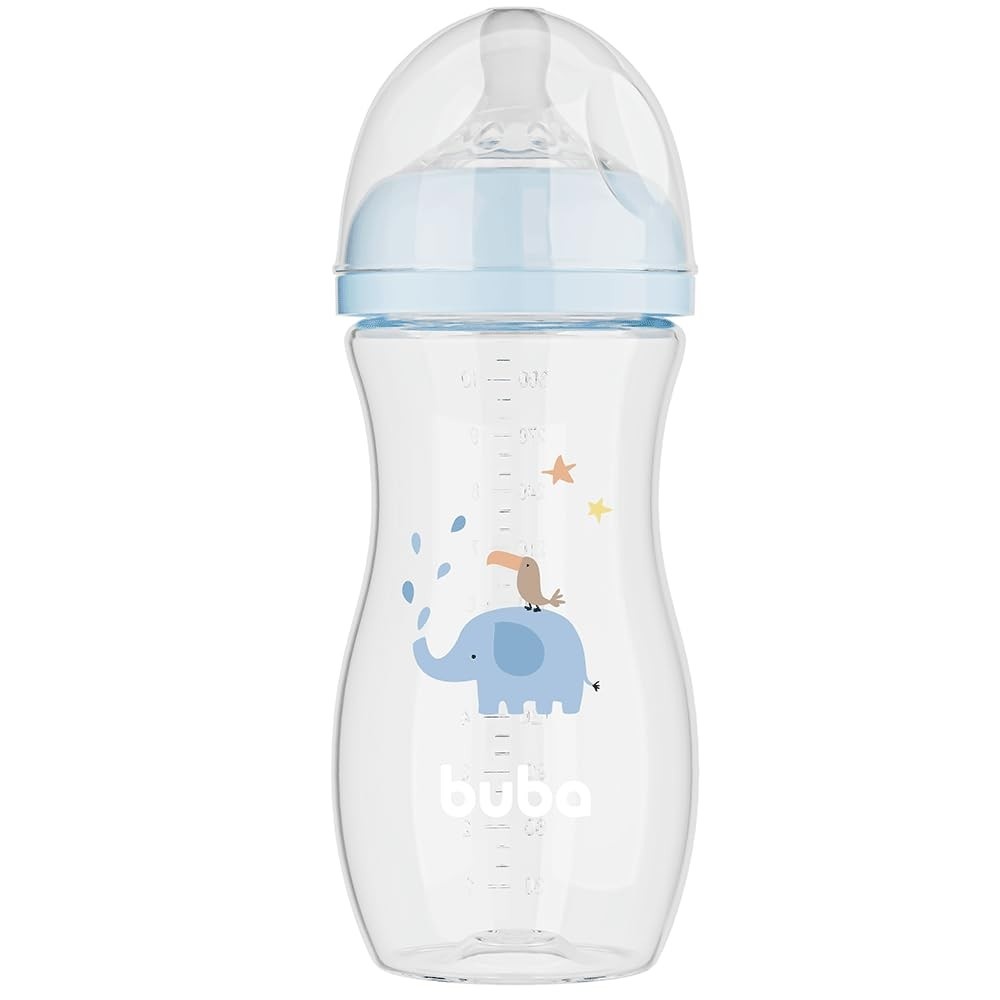 Mamadeira Easy Flow Elefante Azul 330ml - Sistema Anticólico BPA Free