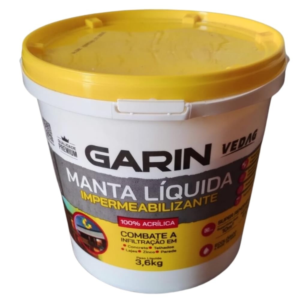 Manta Líquida Branca Garin 3,6 kg - Impermeabilizante Ecológico para Lajes, Telhados e Parede