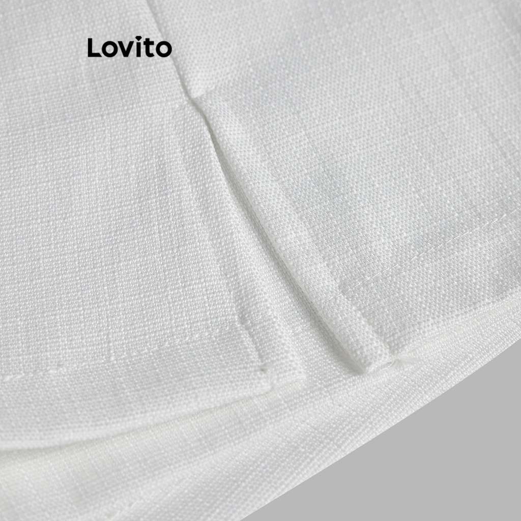 Lovito Shorts Casuais com Zíper Falso 2 em 1 - Branco