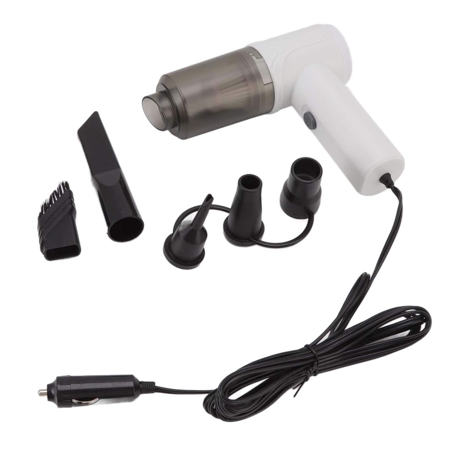 Aspirador de Pó Portátil 12000Pa para Carro e Casa - Limpeza 360° e Filtro Lavável (Branco)