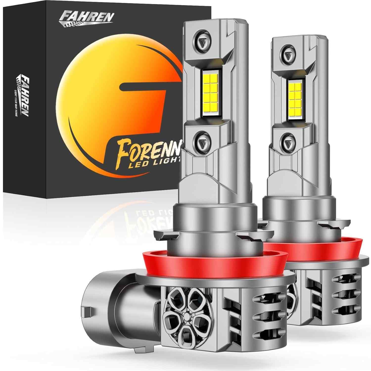 Lâmpadas Forenner H11/H9/H8: 30000LM, 800% Mais Brilho, Branco Frio 6500K, Plug-N-Play CANbus