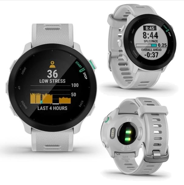 Relógio Garmin Forerunner 55 Branco: GPS, Mapas, Treinos Personalizados e Bateria Duradoura
