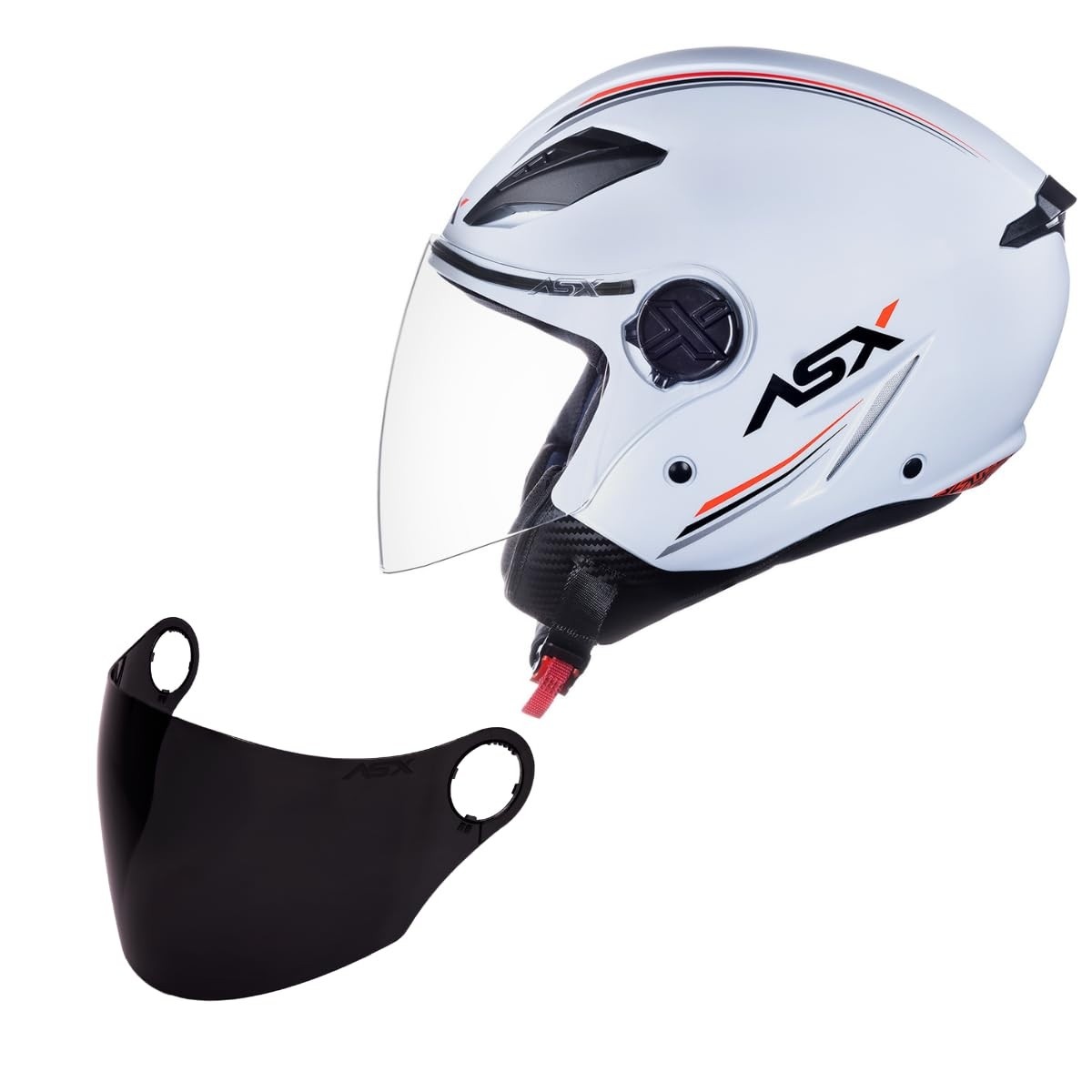 Kit Capacete Masculino ASX Aberto City Air Branco + Viseira Fume - Estilo e Segurança