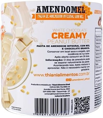 Amendomel Chocolate Branco Crocante 1kg Sem Açúcar - Thiani