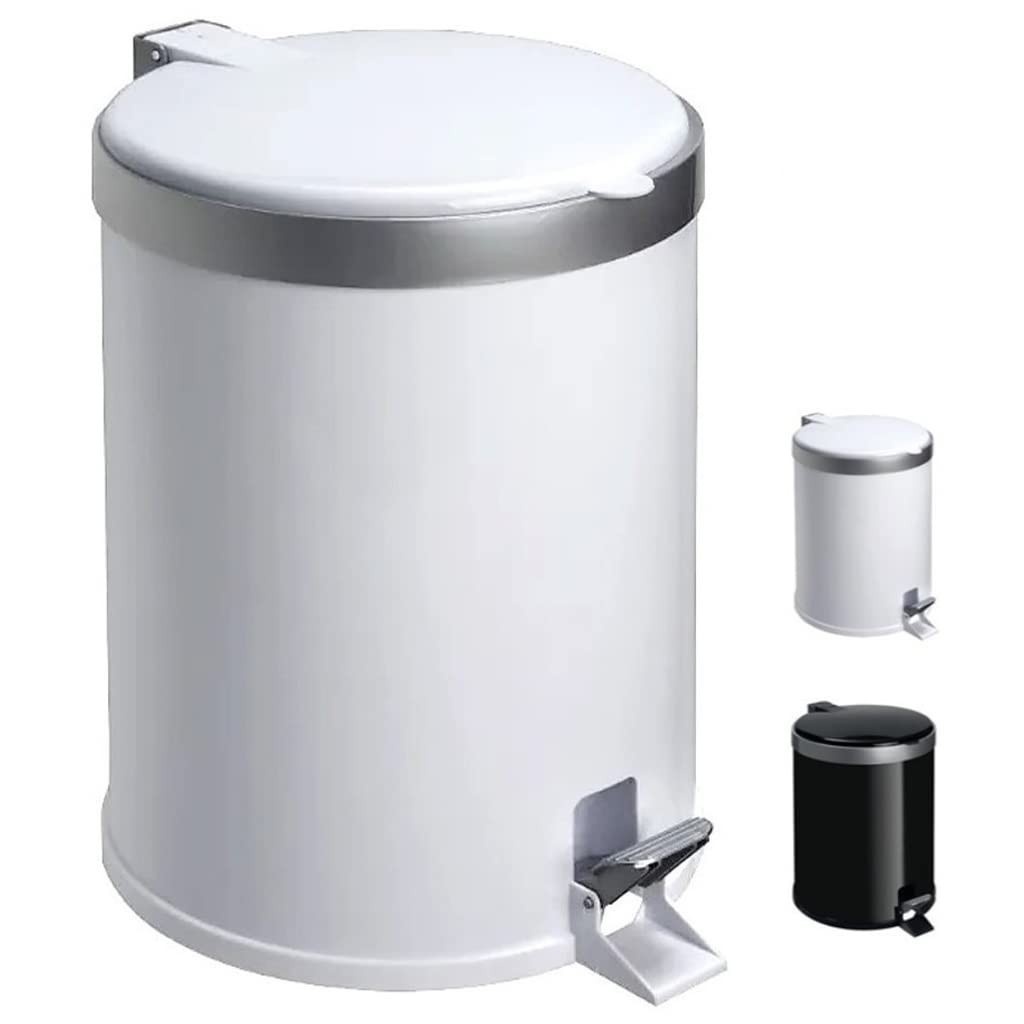 Lixeira com Pedal 5L em Polipropileno Branco | Tampa Reta com Aro Prata | Higiênica e Prática para Banheiro, Escritório e Lavabo